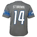 Zennovawear Amon-Ra St. Brown 14 Detroit Lions Sun God Game YOUTH Jersey - Silver