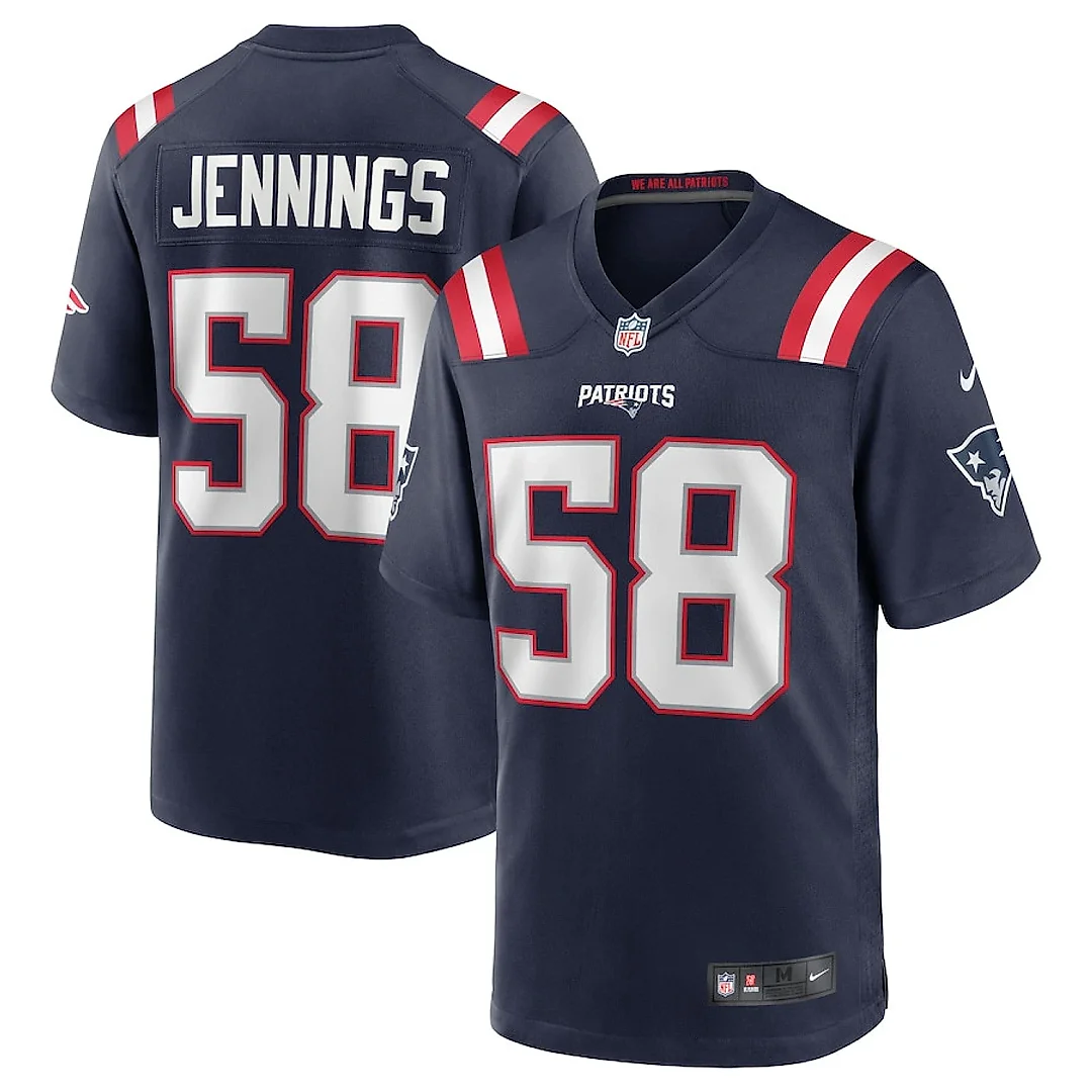 Zennovawear Anfernee Jennings 58 New England Patriots Men Team Game Jersey - Navy