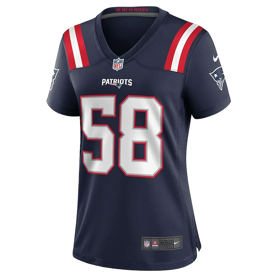 Zennovawear Anfernee Jennings 58 New England Patriots Women Team Game Jersey - Navy