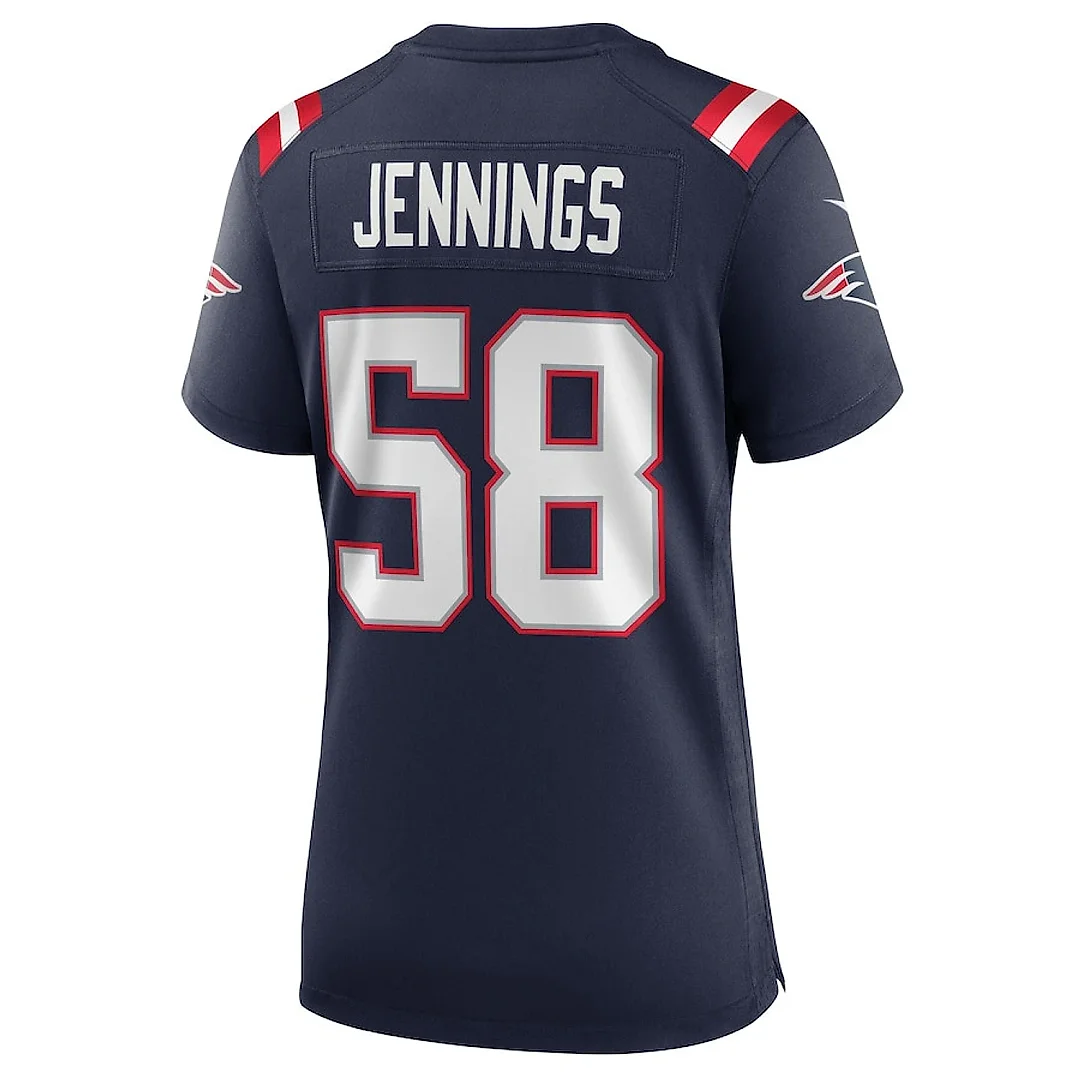 Zennovawear Anfernee Jennings 58 New England Patriots Women Team Game Jersey - Navy
