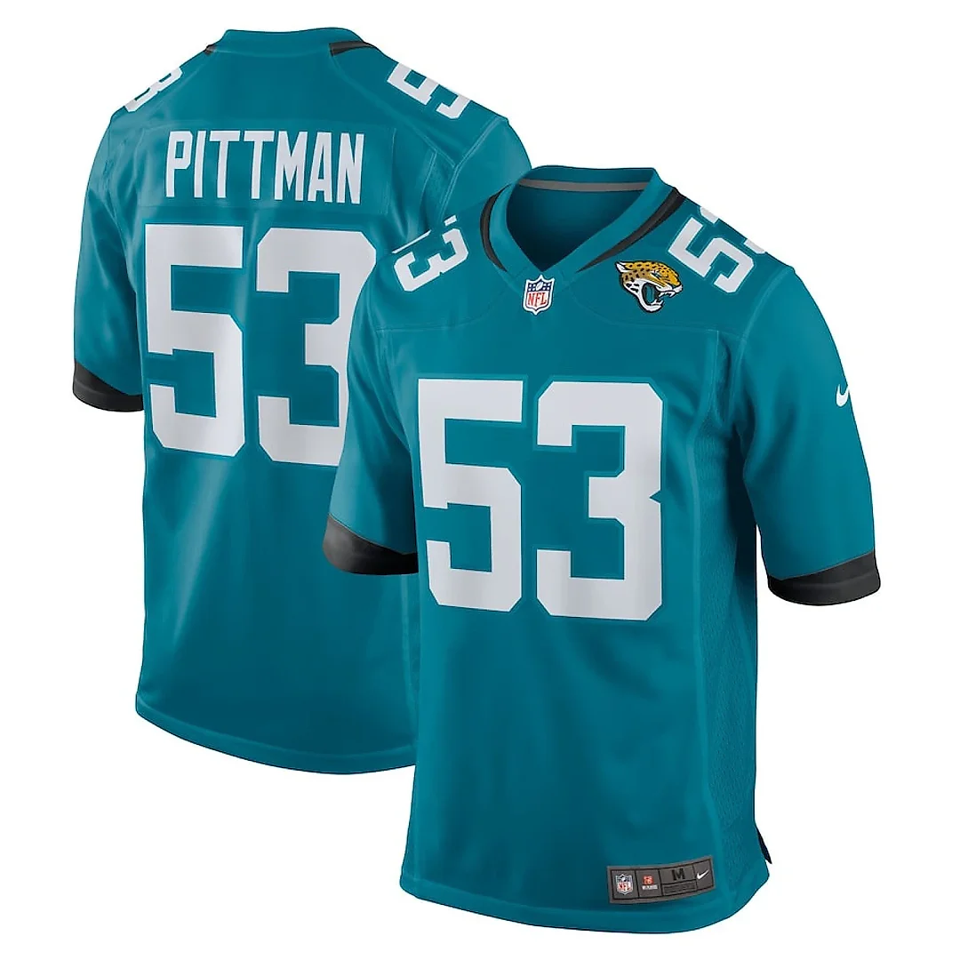 Zennovawear Anthony Pittman 53 Jacksonville Jaguars Team Game Men Jersey - Teal
