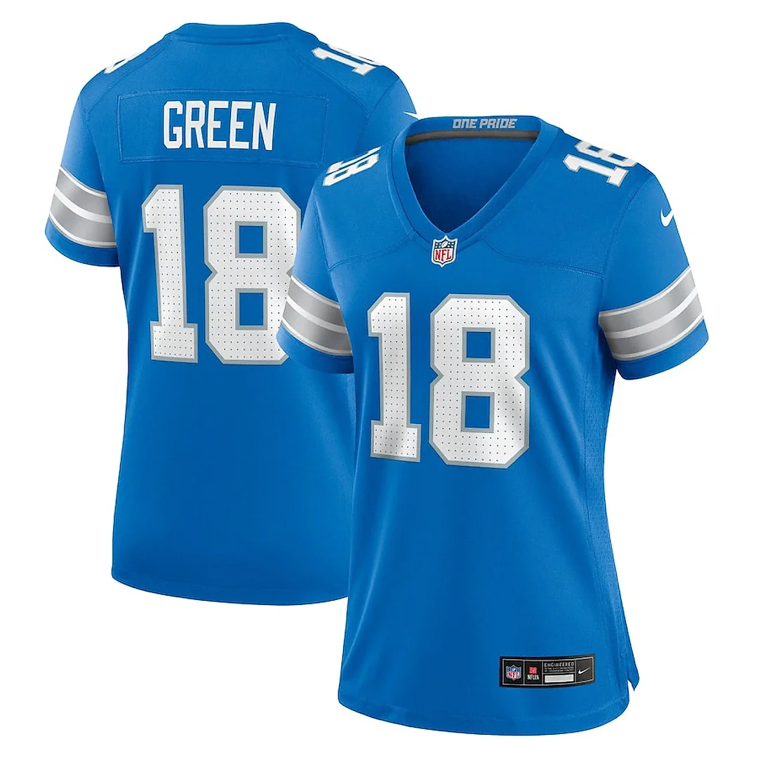 Zennovawear Antoine Green 18 Detroit Lions Women's Team Game Jersey - Blue