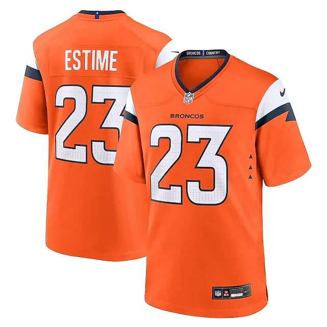 Zennovawear Audric Estime 23 Denver Broncos Team Game Men Jersey - Orange