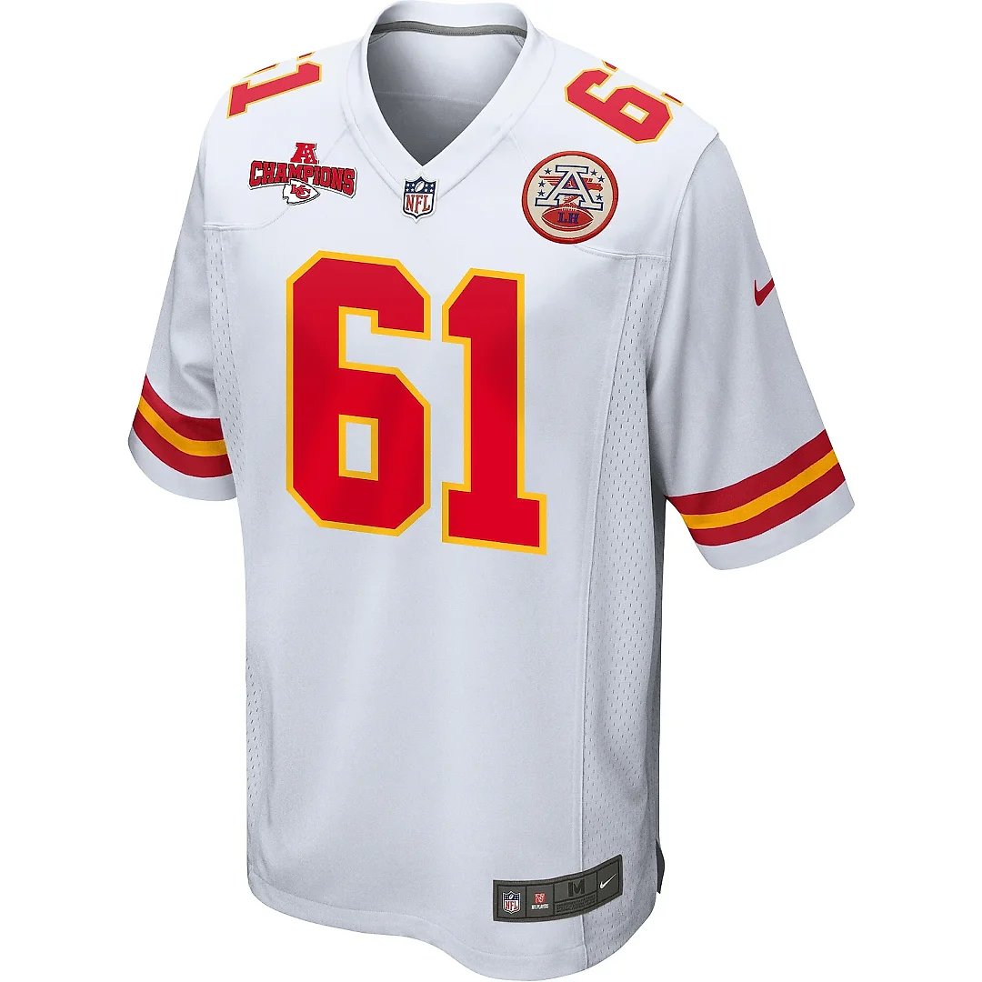 Zennovawear Austin Reiter 61 Kansas City Chiefs AFC Champions Patch Game Men Jersey - White
