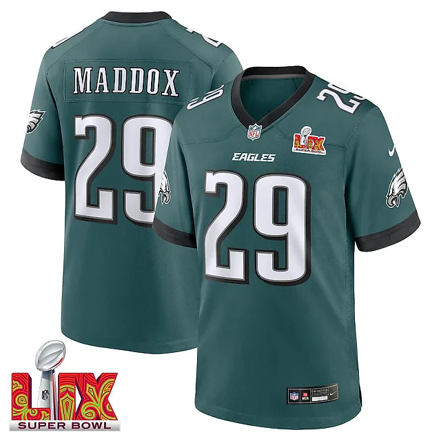 Zennovawear Avonte Maddox 29 Philadelphia Eagles Super Bowl LIX Jersey - Men's - Midnight Green