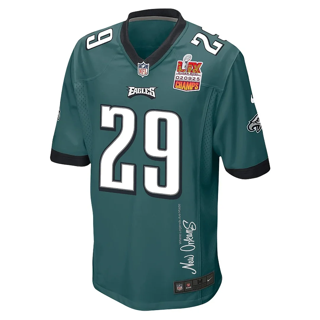 Zennovawear Avonte Maddox 29 Philadelphia Eagles Super Bowl LIX Champions Patch 'New Orleans - Where Legends Are Made' EMBROIDERED Game Men Jersey...