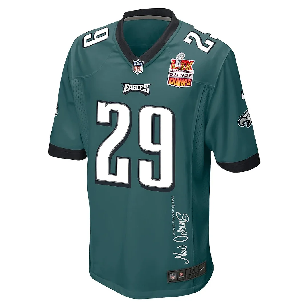 Zennovawear Avonte Maddox 29 Philadelphia Eagles Super Bowl LIX Champions Patch 'New Orleans - Where Passion Ignites' EMBROIDERED Game Men Jersey...