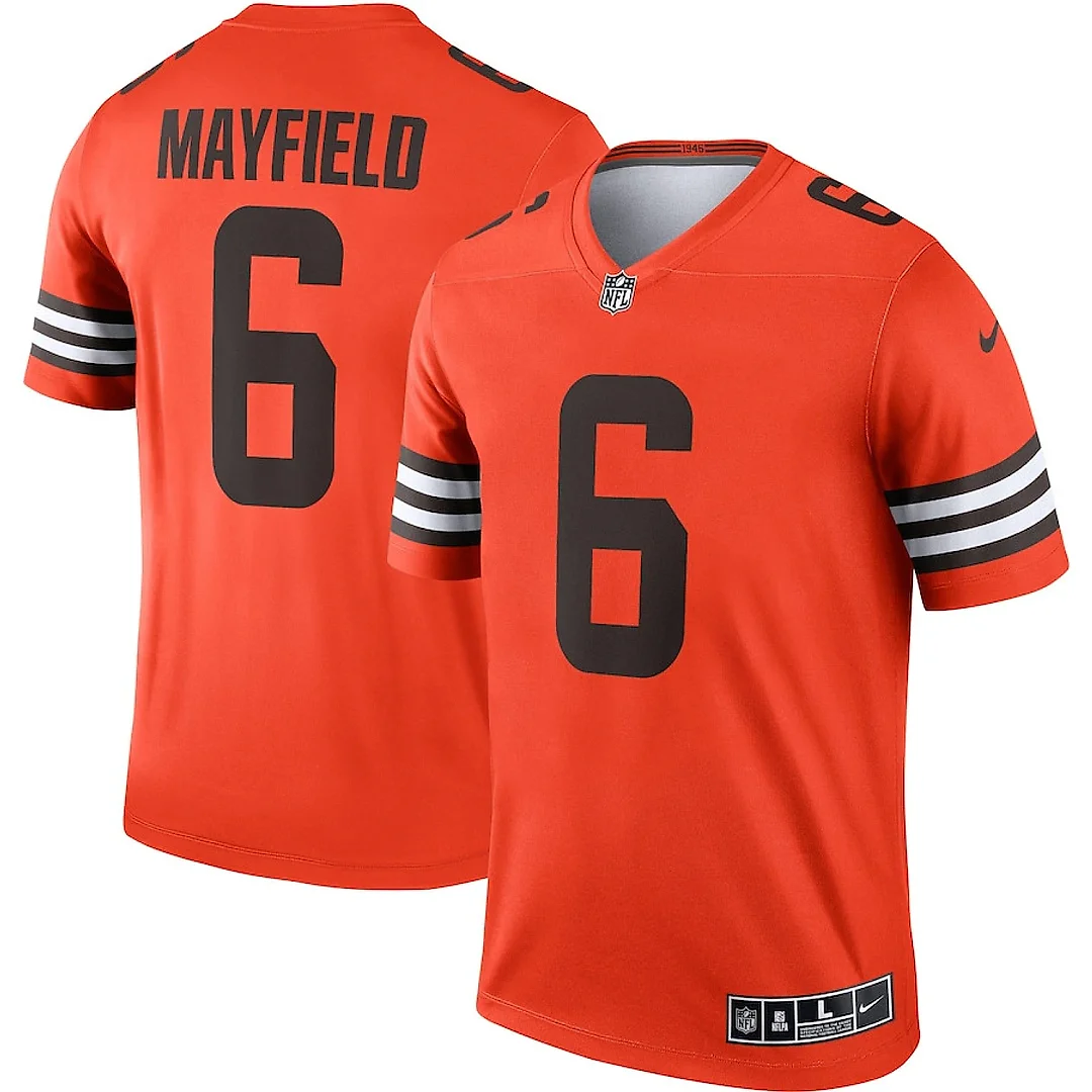 Zennovawear Baker Mayfield 6 Cleveland Browns Men Inverted Legend Jersey - Orange