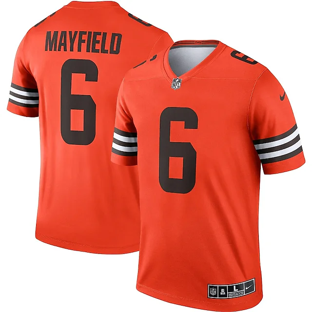 Zennovawear Baker Mayfield 6 Cleveland Browns Men Inverted Legend Jersey - Orange
