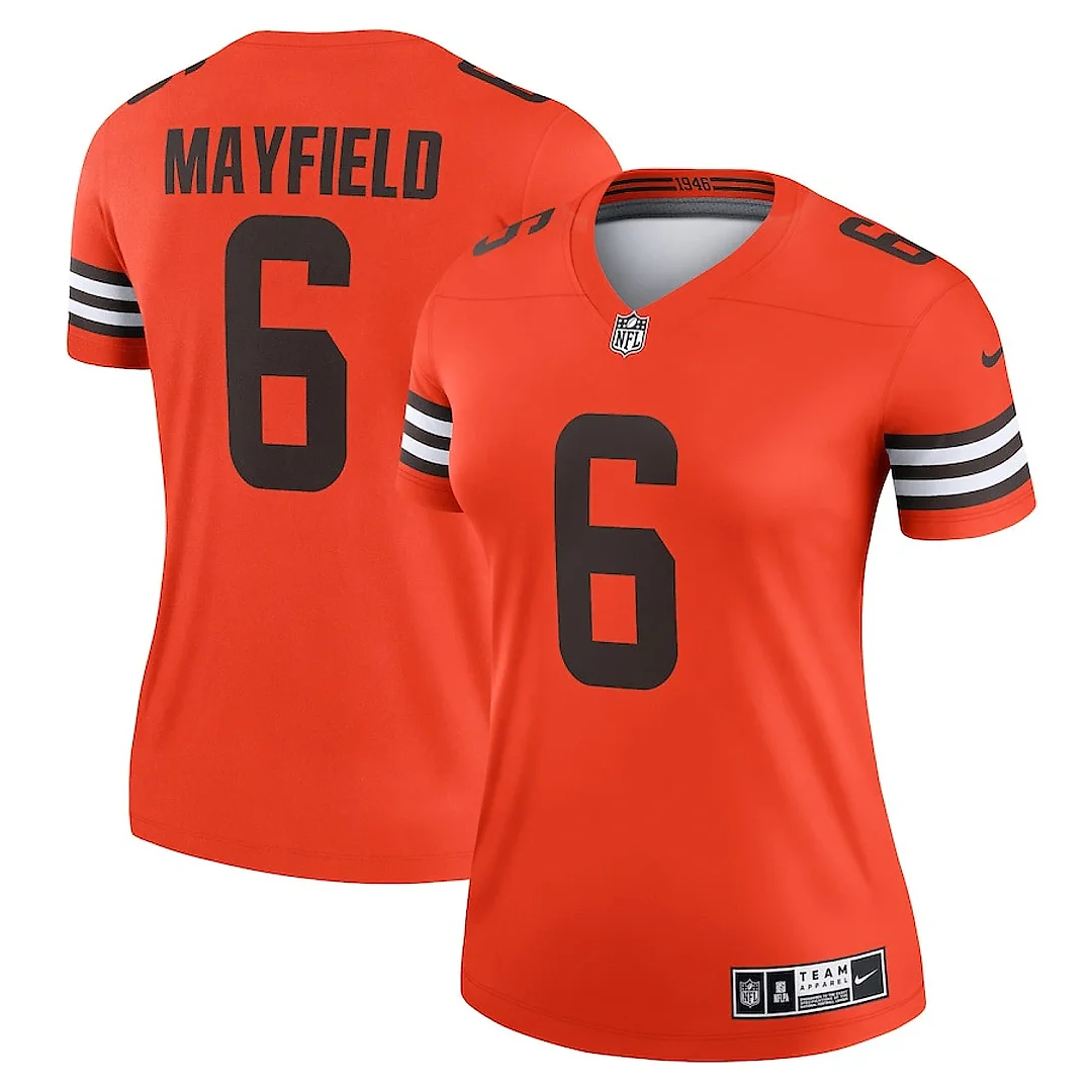 Zennovawear Baker Mayfield 6 Cleveland Browns Women Inverted Legend Jersey - Orange