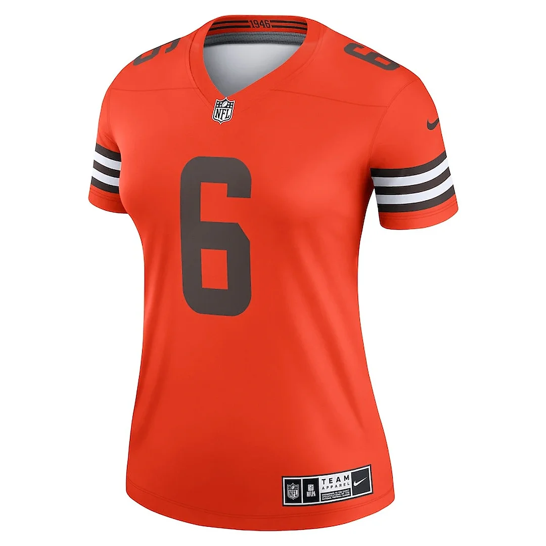 Zennovawear Baker Mayfield 6 Cleveland Browns Women Inverted Legend Jersey - Orange