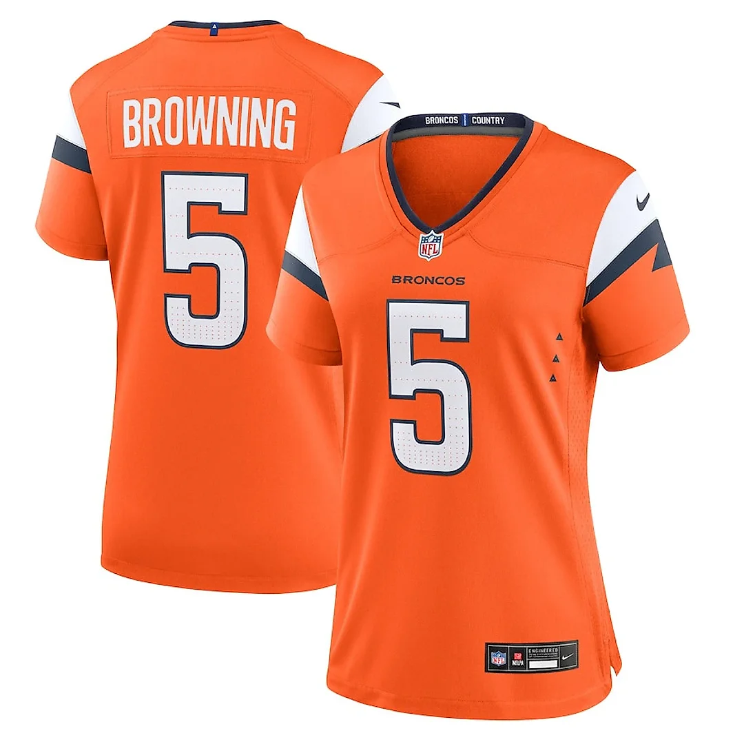 Zennovawear Baron Browning 5 Denver Broncos Women Team Game Jersey - Orange