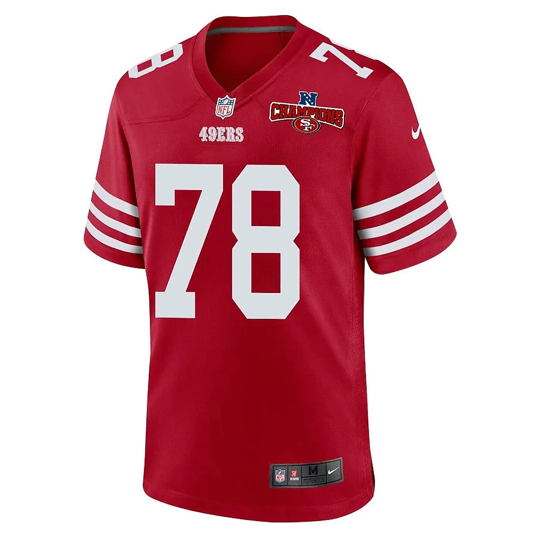 Zennovawear Ben Bartch 78 San Francisco 49ers NFC Champions Patch Game Men Jersey - Scarlet
