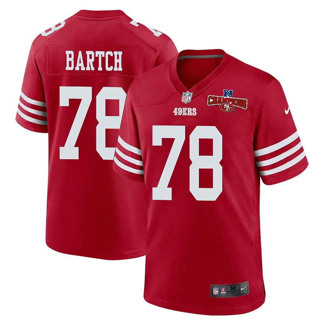 Zennovawear Ben Bartch 78 San Francisco 49ers NFC Champions Patch Game Men Jersey - Scarlet