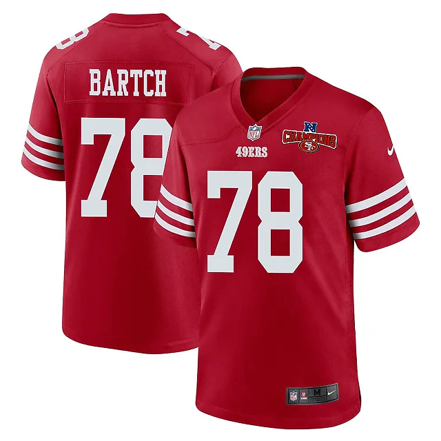 Zennovawear Ben Bartch 78 San Francisco 49ers NFC Champions Patch Game Men Jersey - Scarlet