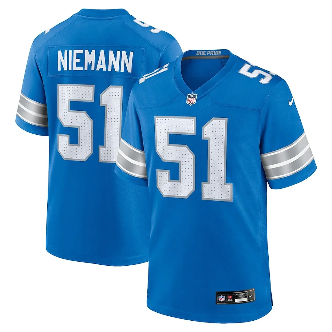 Zennovawear Ben Niemann 51 Detroit Lions Team Game Men Jersey - Blue