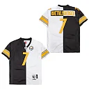 Zennovawear Ben Roethlisberger 7 Pittsburgh Steelers Two-Toned Retro Throwback Men Jersey - Black/White