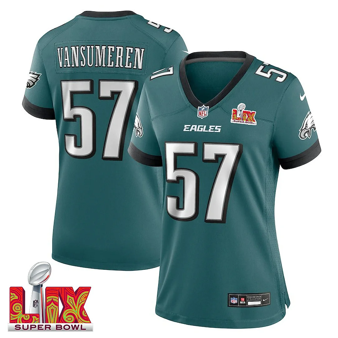 Zennovawear Ben VanSumeren 57 Philadelphia Eagles Super Bowl LIX Women's Jersey - Midnight Green