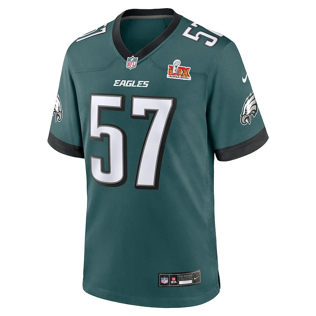 Zennovawear Ben VanSumeren 57 Philadelphia Eagles Super Bowl LIX YOUTH Jersey - Midnight Green