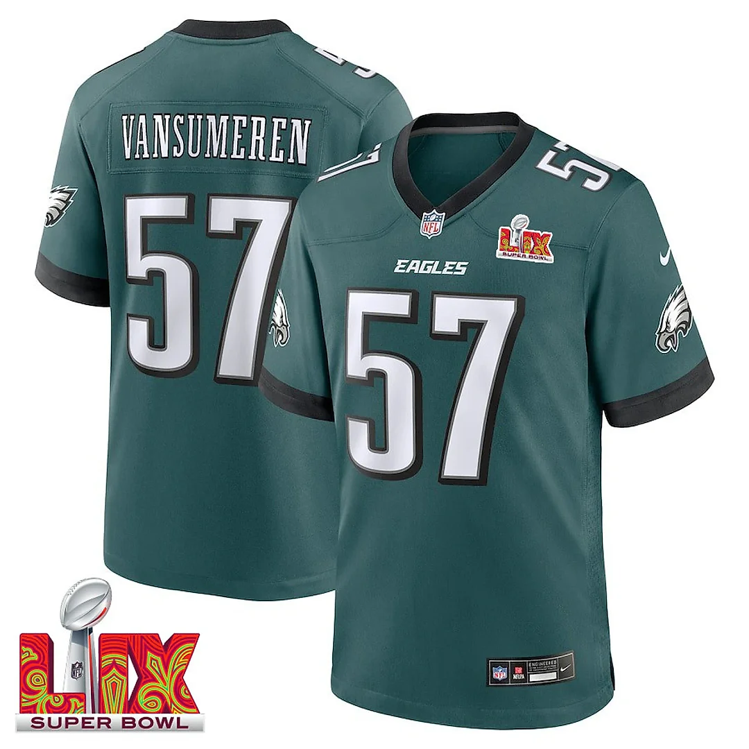 Zennovawear Ben VanSumeren 57 Philadelphia Eagles Super Bowl LIX Jersey - Men's - Midnight Green