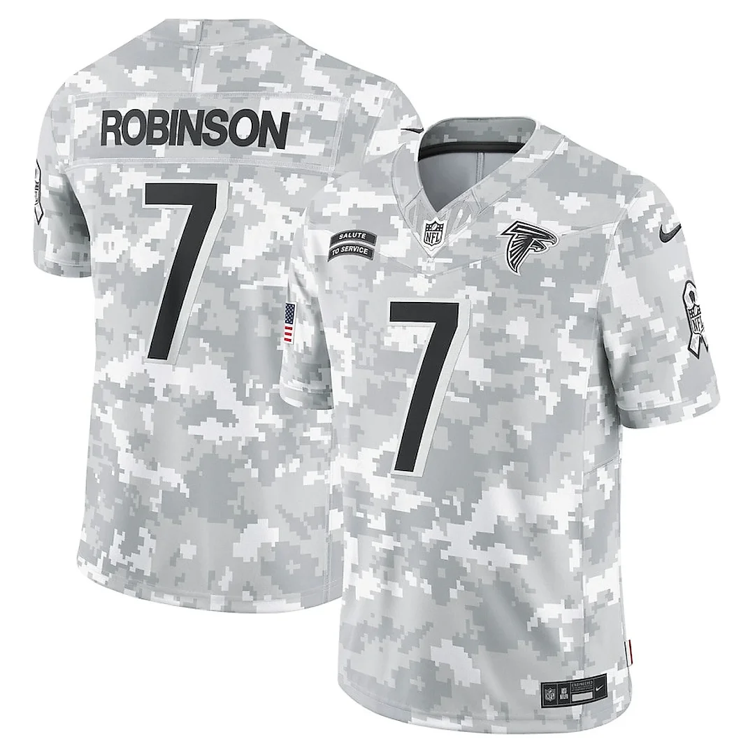 Zennovawear Bijan Robinson 7 Atlanta Falcons 2024 Salute to Service Limited Men Jersey - Arctic Camo