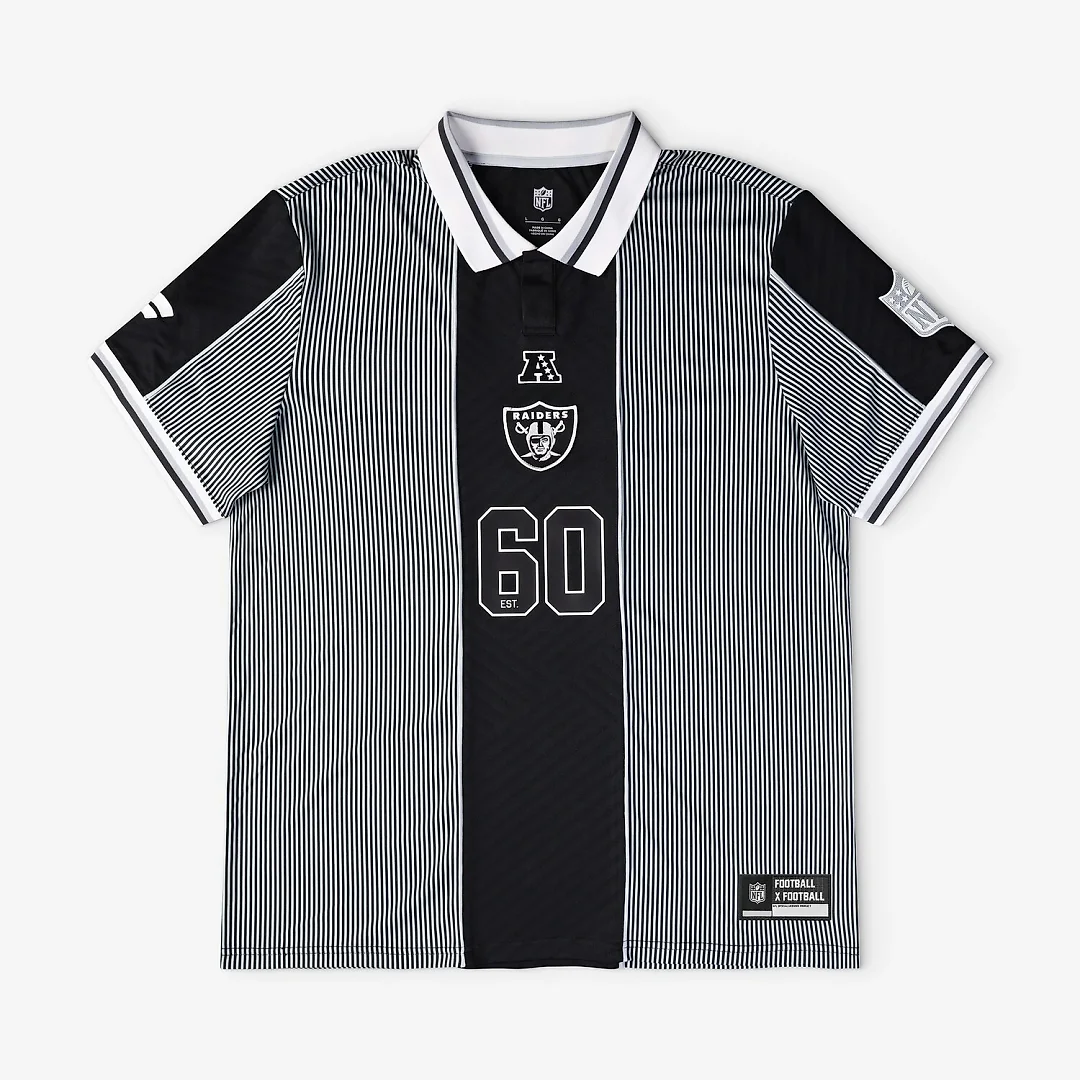 Zennovawear Las Vegas Raiders Youth Football x Football Collared Fan Top - Silver/Black