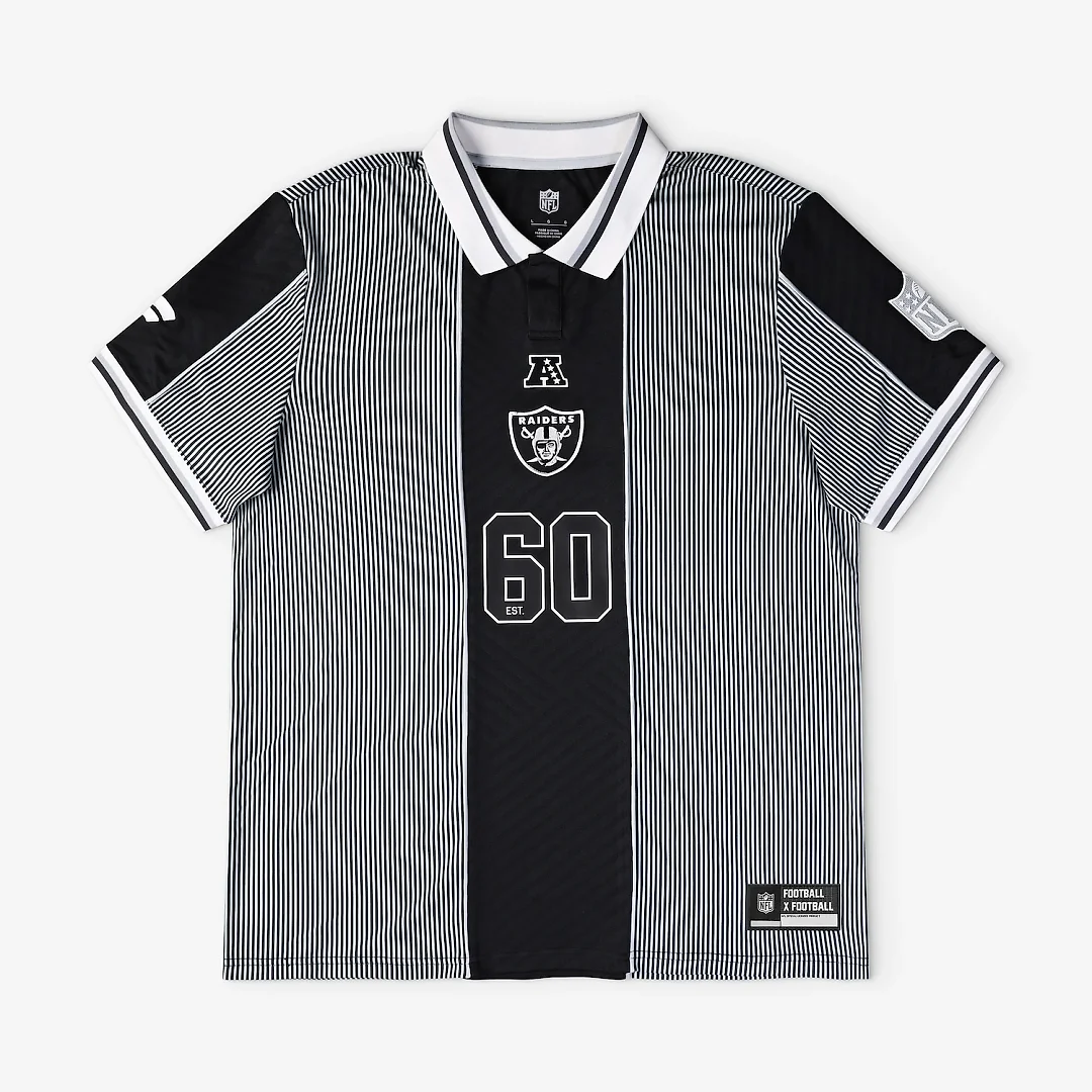 Zennovawear Las Vegas Raiders Youth Football x Football Collared Fan Top - Silver/Black