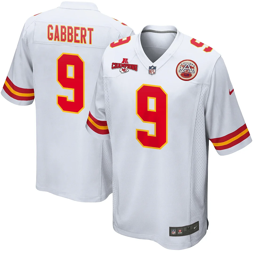 Zennovawear Blaine Gabbert 9 Kansas City Chiefs AFC Champions Patch Game Men Jersey - White