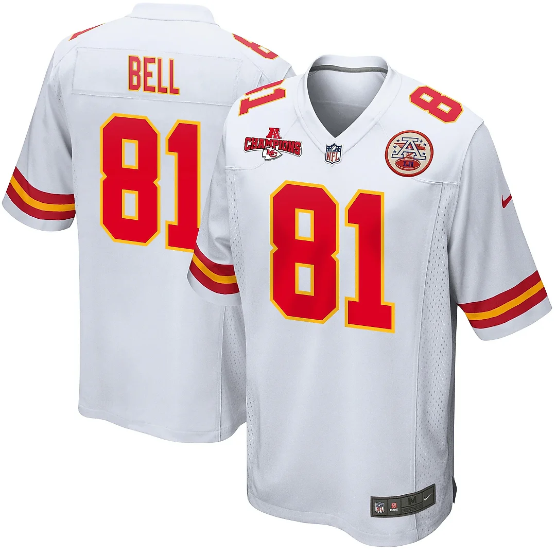 Zennovawear Blake Bell 81 Kansas City Chiefs AFC Champions Patch Game Men Jersey - White