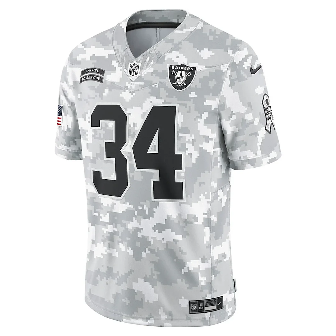 Zennovawear Bo Jackson 34 Las Vegas Raiders 2024 Salute to Service Retired Player Limited Men Jersey - Arctic Camo