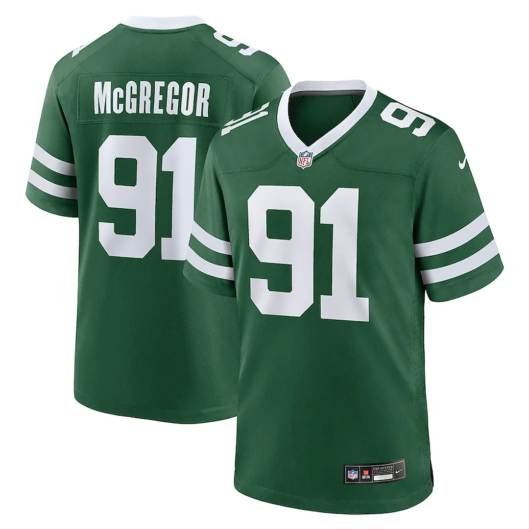 Zennovawear Braiden McGregor 91 New York Jets Team Game Men Jersey - Legacy Green