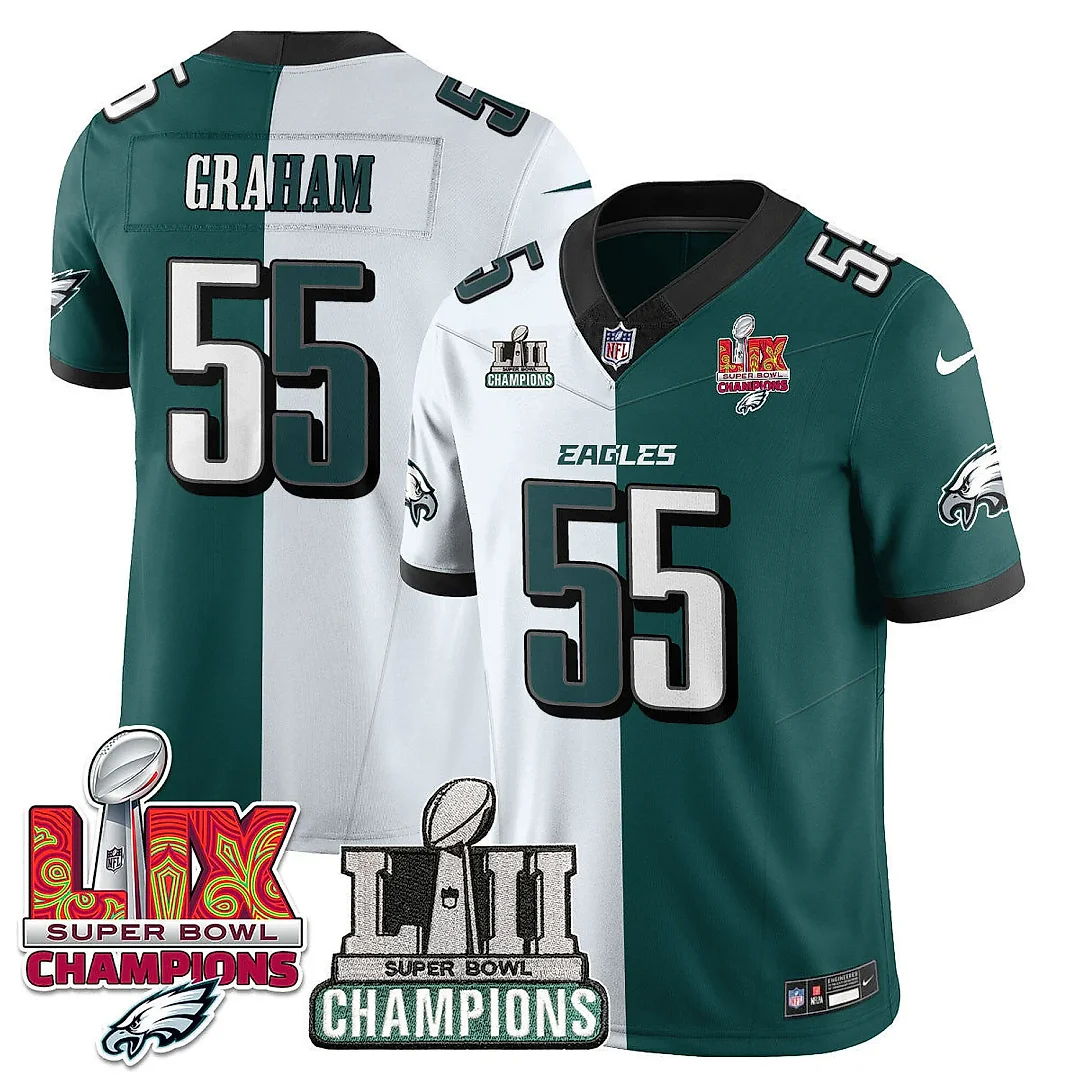 Zennovawear Brandon Graham 55 Philadelphia Eagles LII-LIX Super Bowl Champions Vapor Limited Jersey - Split