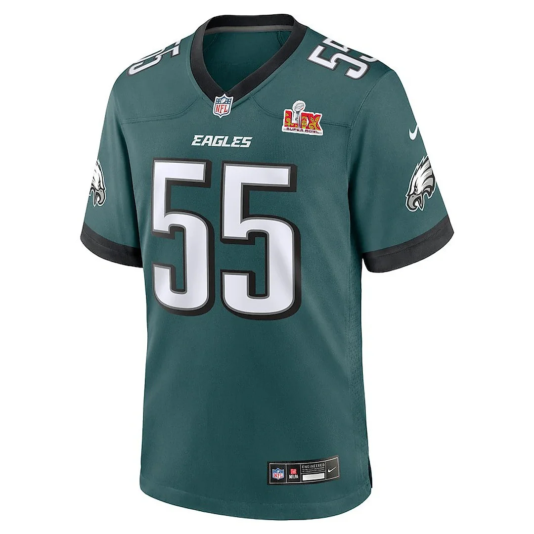 Zennovawear Brandon Graham 55 Philadelphia Eagles Super Bowl LIX YOUTH Jersey - Midnight Green