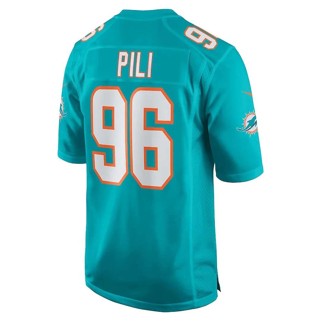 Zennovawear Brandon Pili 96 Miami Dolphins Game Men Jersey - Aqua