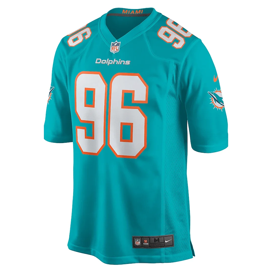 Zennovawear Brandon Pili 96 Miami Dolphins Game Men Jersey - Aqua