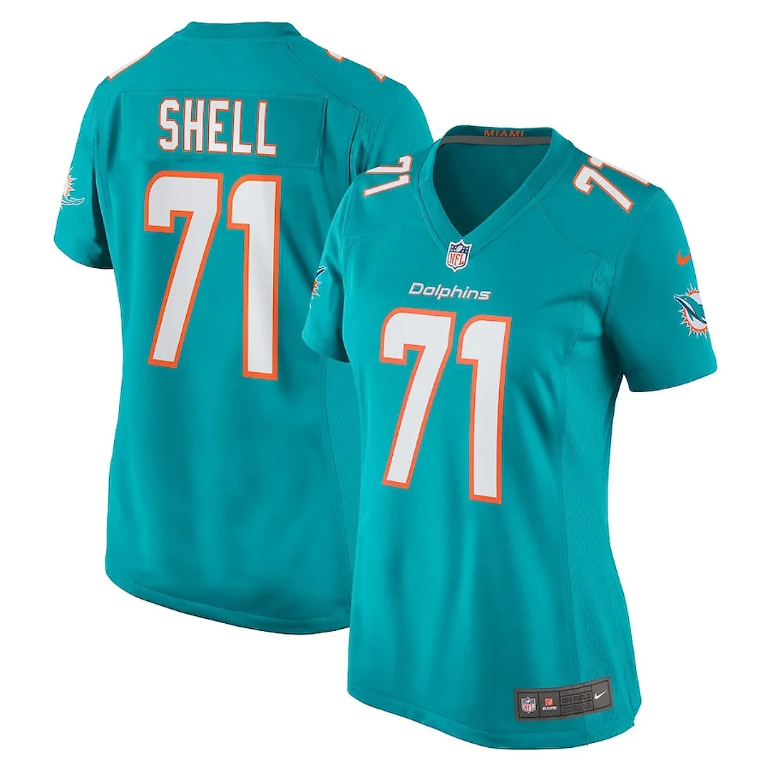 Zennovawear Brandon Shell 71 Miami Dolphins Women Home Game Jersey - Aqua