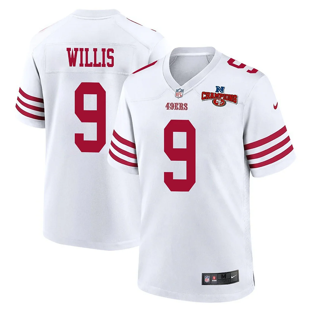 Zennovawear Brayden Willis 9 San Francisco 49ers NFC Champions Patch Game Men Jersey - White