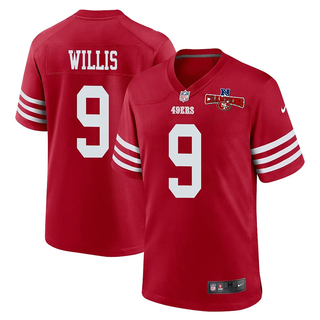 Zennovawear Brayden Willis 9 San Francisco 49ers NFC Champions Patch Game Men Jersey - Scarlet