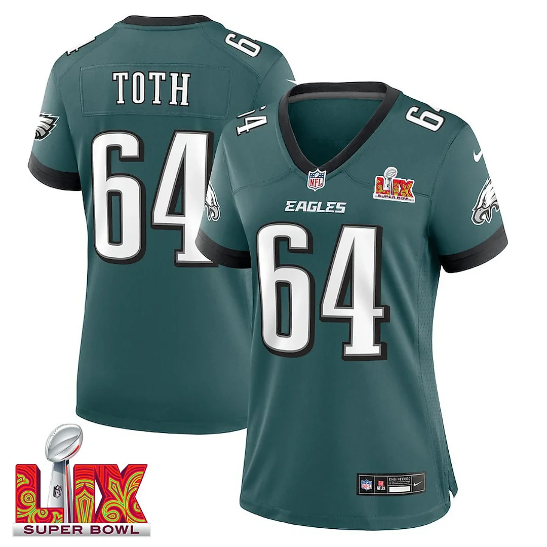 Zennovawear Brett Toth 64 Philadelphia Eagles Super Bowl LIX Women's Jersey - Midnight Green