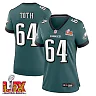 Zennovawear Brett Toth 64 Philadelphia Eagles Super Bowl LIX Women's Jersey - Midnight Green