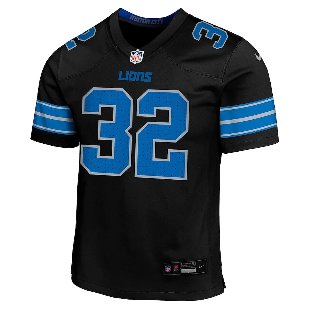 Zennovawear Brian Branch 32 Detroit Lions Alternate Player Game YOUTH Jersey - Black