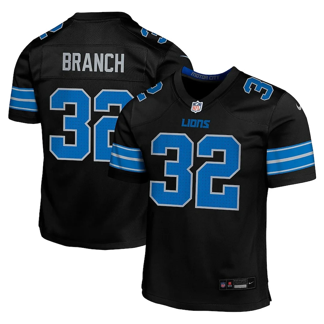 Zennovawear Brian Branch 32 Detroit Lions Alternate Player Game YOUTH Jersey - Black