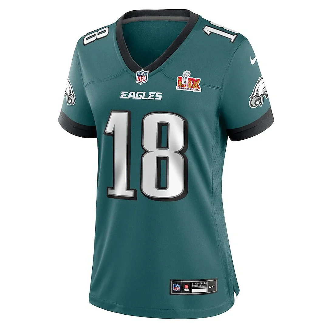 Zennovawear Britain Covey 18 Philadelphia Eagles Super Bowl LIX Women's Jersey - Midnight Green