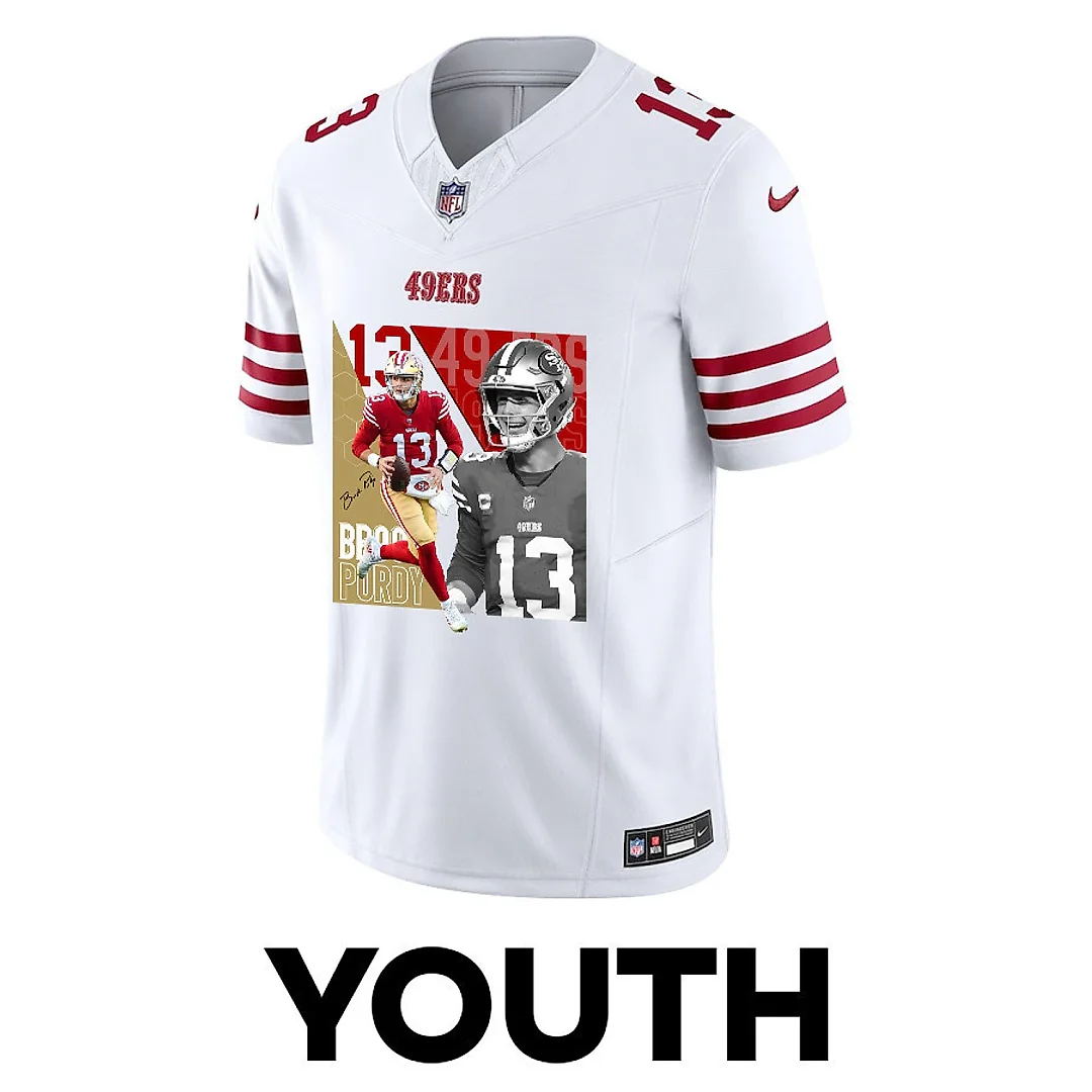 Zennovawear Brock Purdy 13 San Francisco 49ers The Son of Steel Game YOUTH Jersey - White