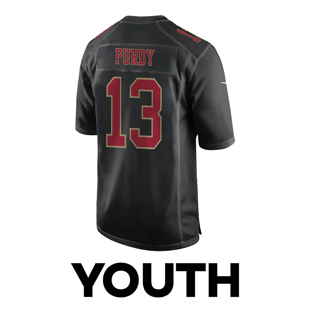 Zennovawear Brock Purdy 13 San Francisco 49ers Throwing Ball Fashion Game YOUTH Jersey - Carbon Black
