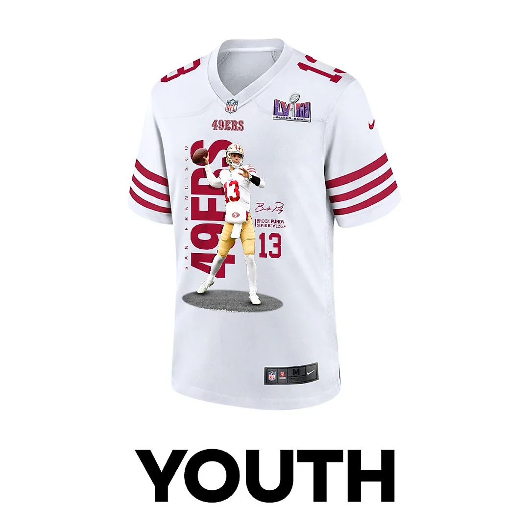 Zennovawear Brock Purdy 13 San Francisco 49ers Throwing Ball Game YOUTH Jersey - White