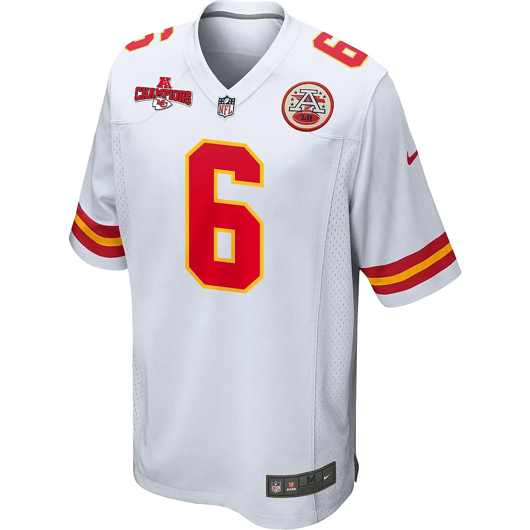 Zennovawear Bryan Cook 6 Kansas City Chiefs AFC Champions Patch Game Men Jersey - White