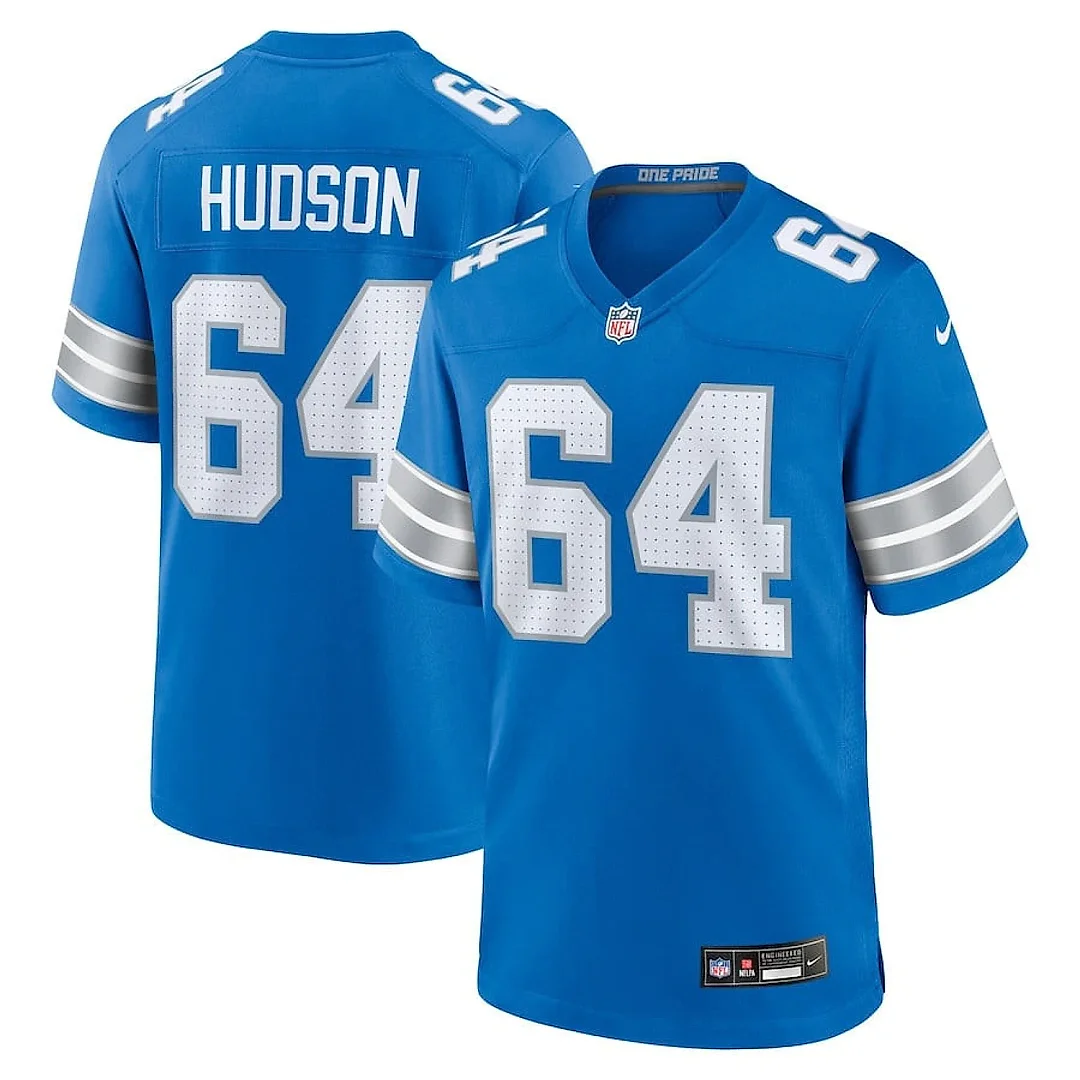Zennovawear Bryan Hudson 64 Detroit Lions Game Men Jersey - Blue