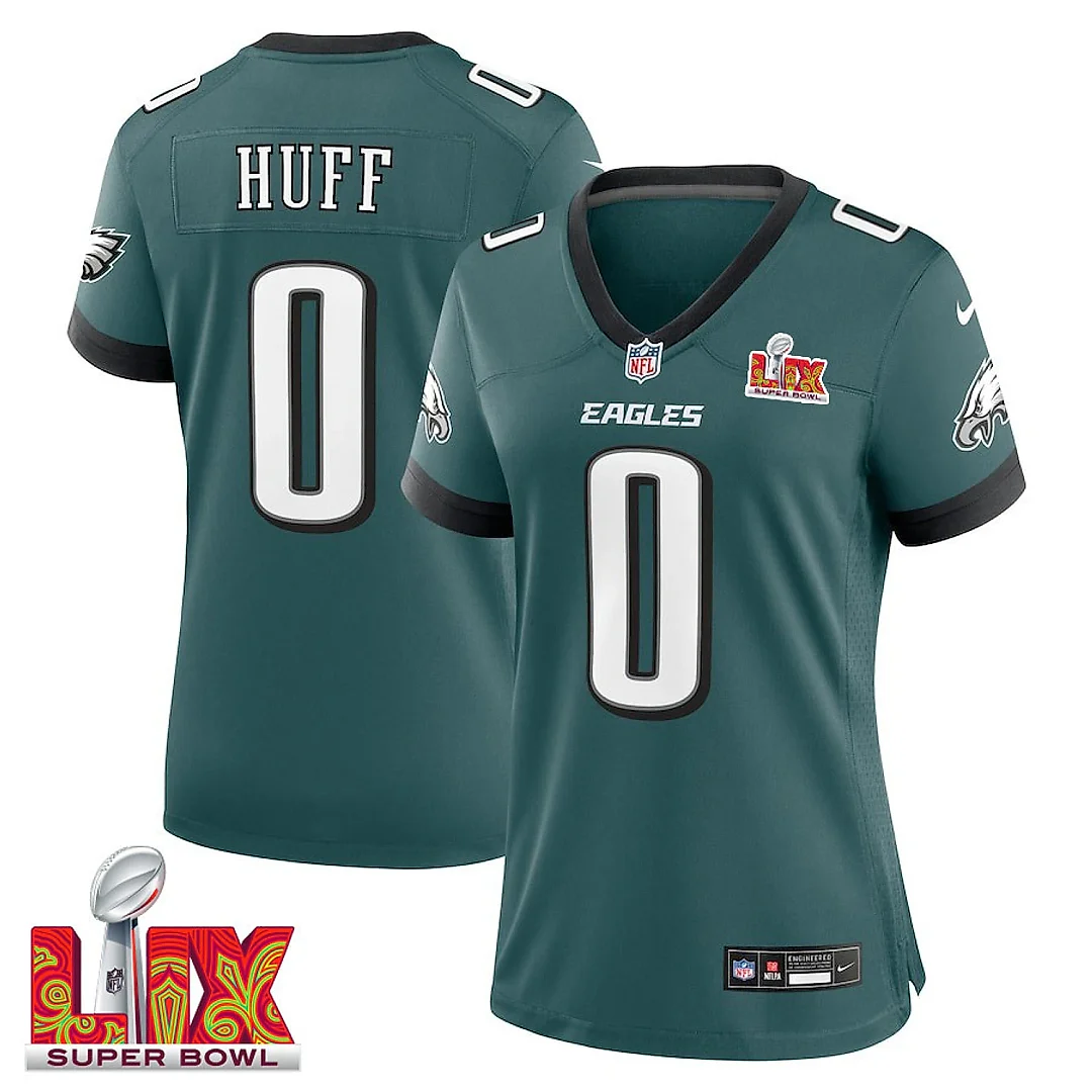Zennovawear Bryce Huff 0 Philadelphia Eagles Super Bowl LIX Women's Jersey - Midnight Green