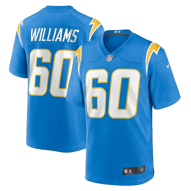 Zennovawear Bucky Williams 60 Los Angeles Chargers Team Game Men Jersey - Powder Blue